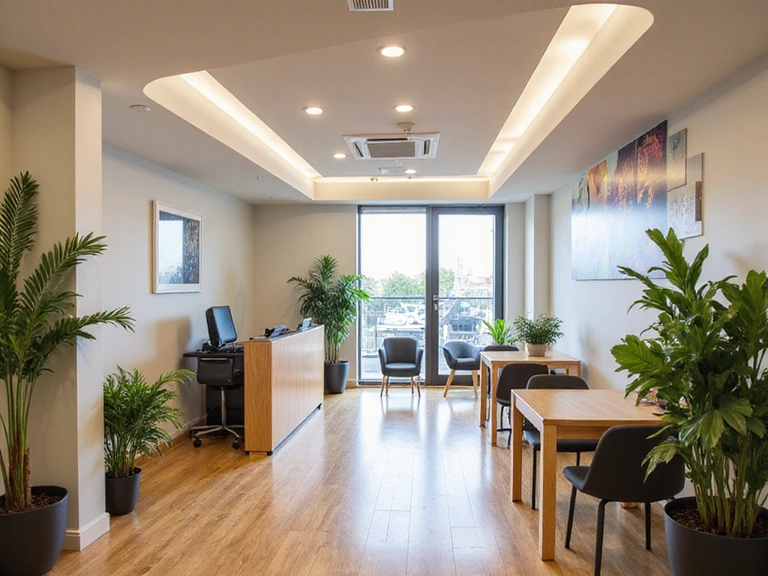 Ufficio moderno e luminoso di NutriVita Italia, con un'atmosfera accogliente e professionale.